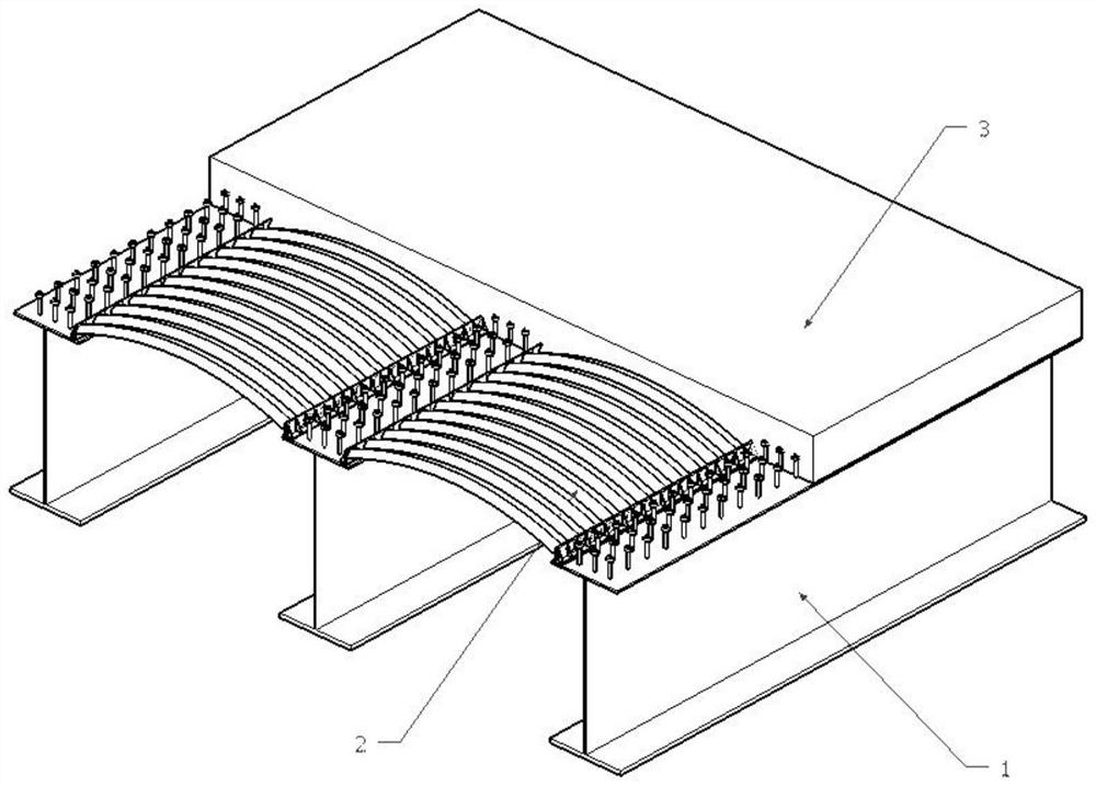 Construction technology of a connection structure between corrugated arched steel plates and steel beams