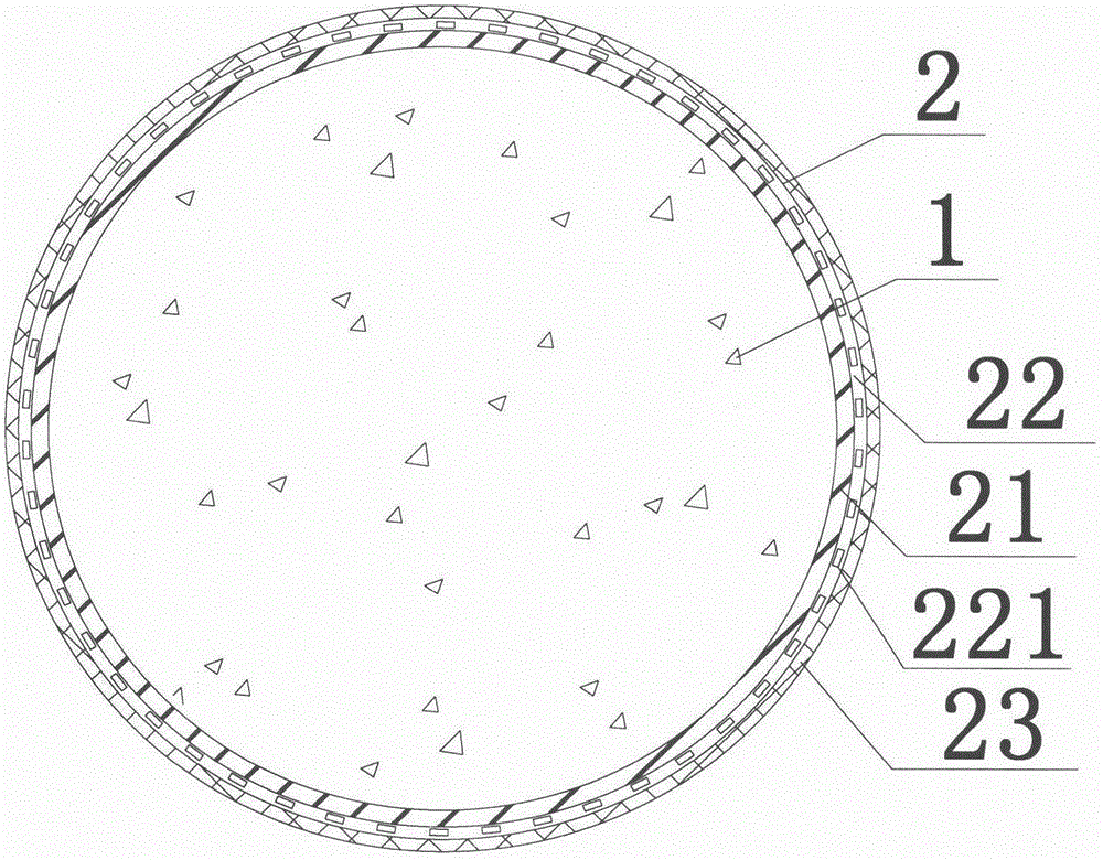 Fiber-bamboo composite pipe and concrete combination structure