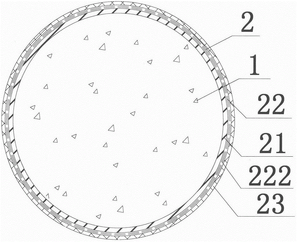 Fiber-bamboo composite pipe and concrete combination structure