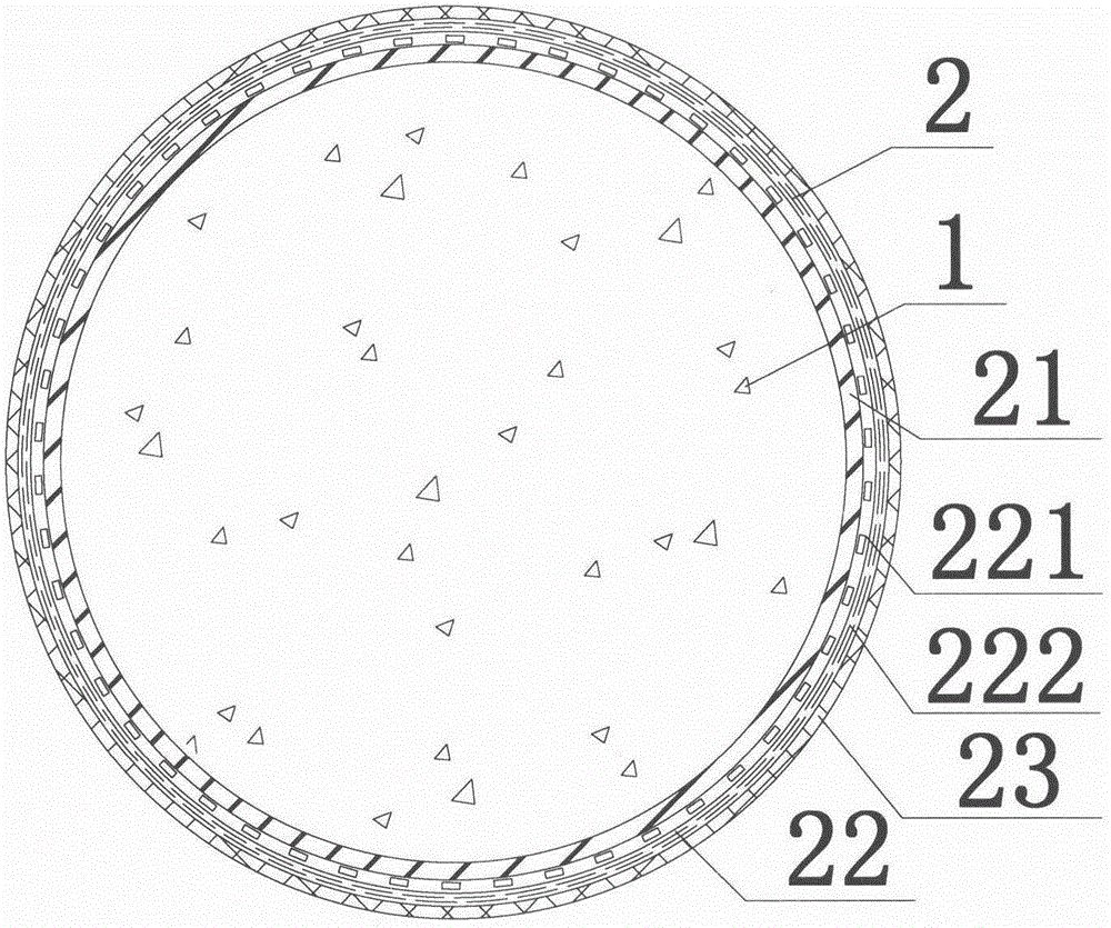 Fiber-bamboo composite pipe and concrete combination structure