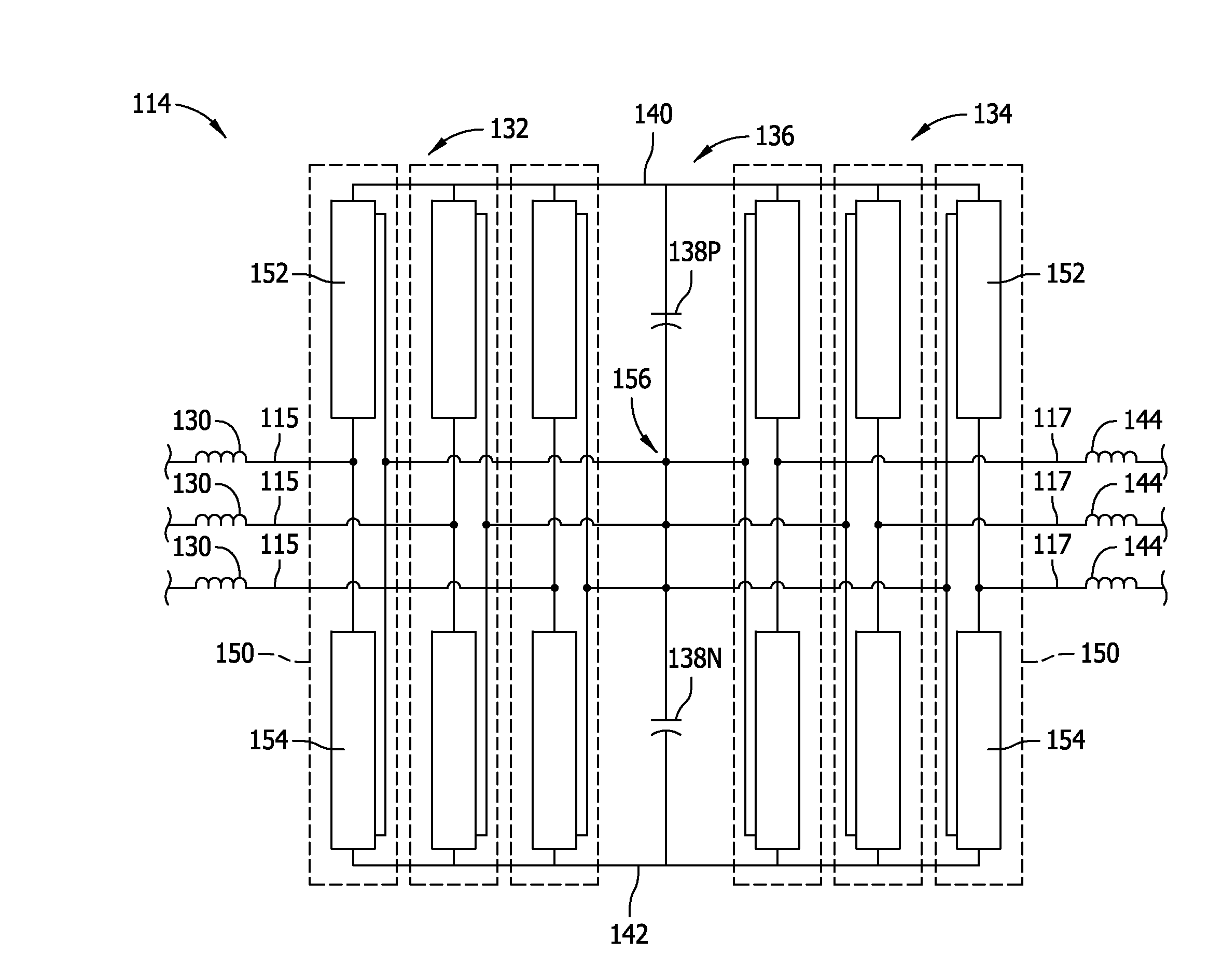 Three-level phase leg for a power converter