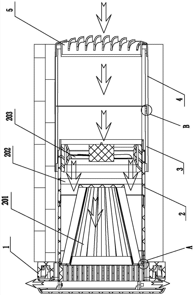 A high-efficiency through-wall fresh air purification device