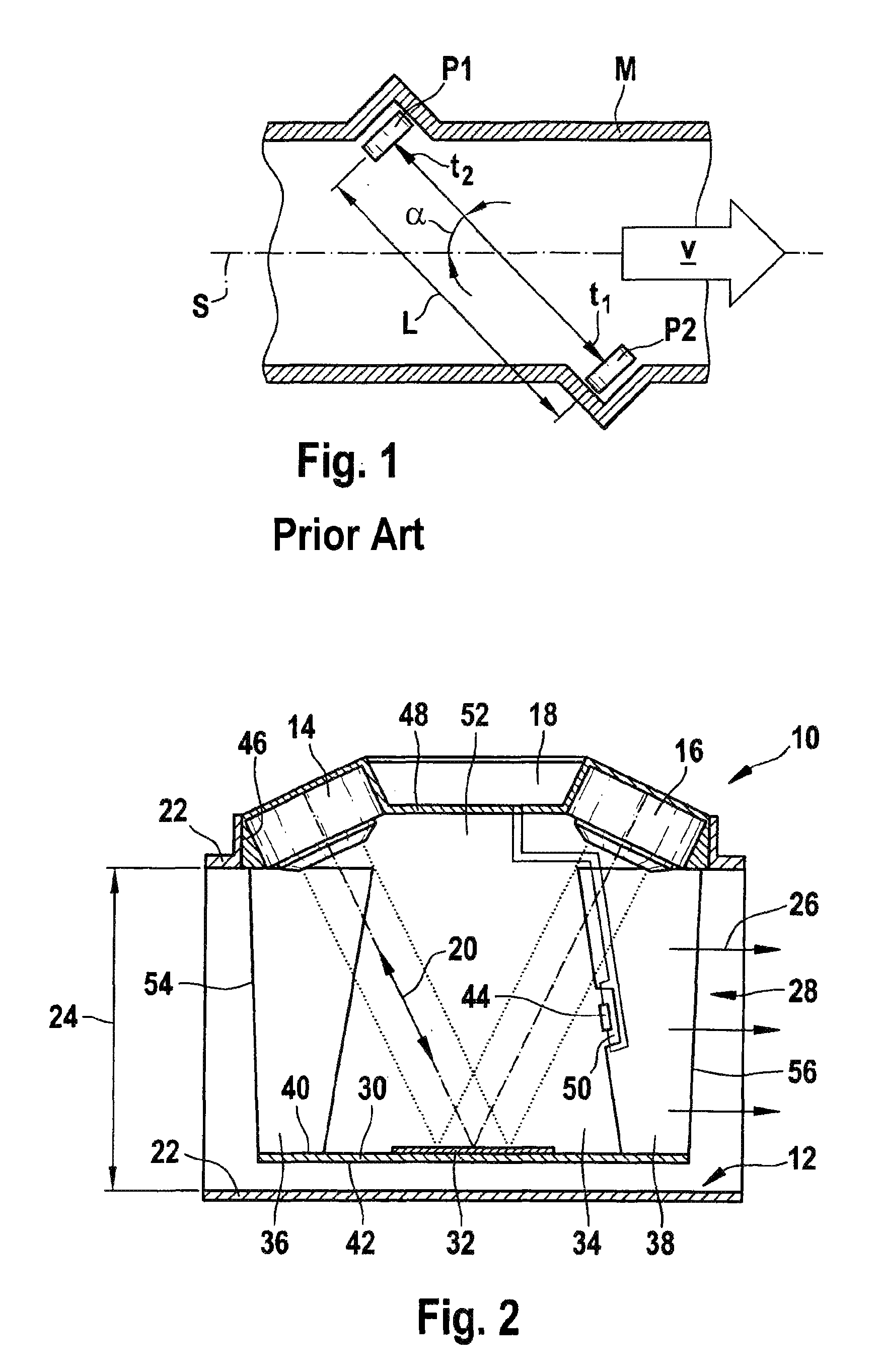 Ultrasonic measuring unit having integrated humidity analysis