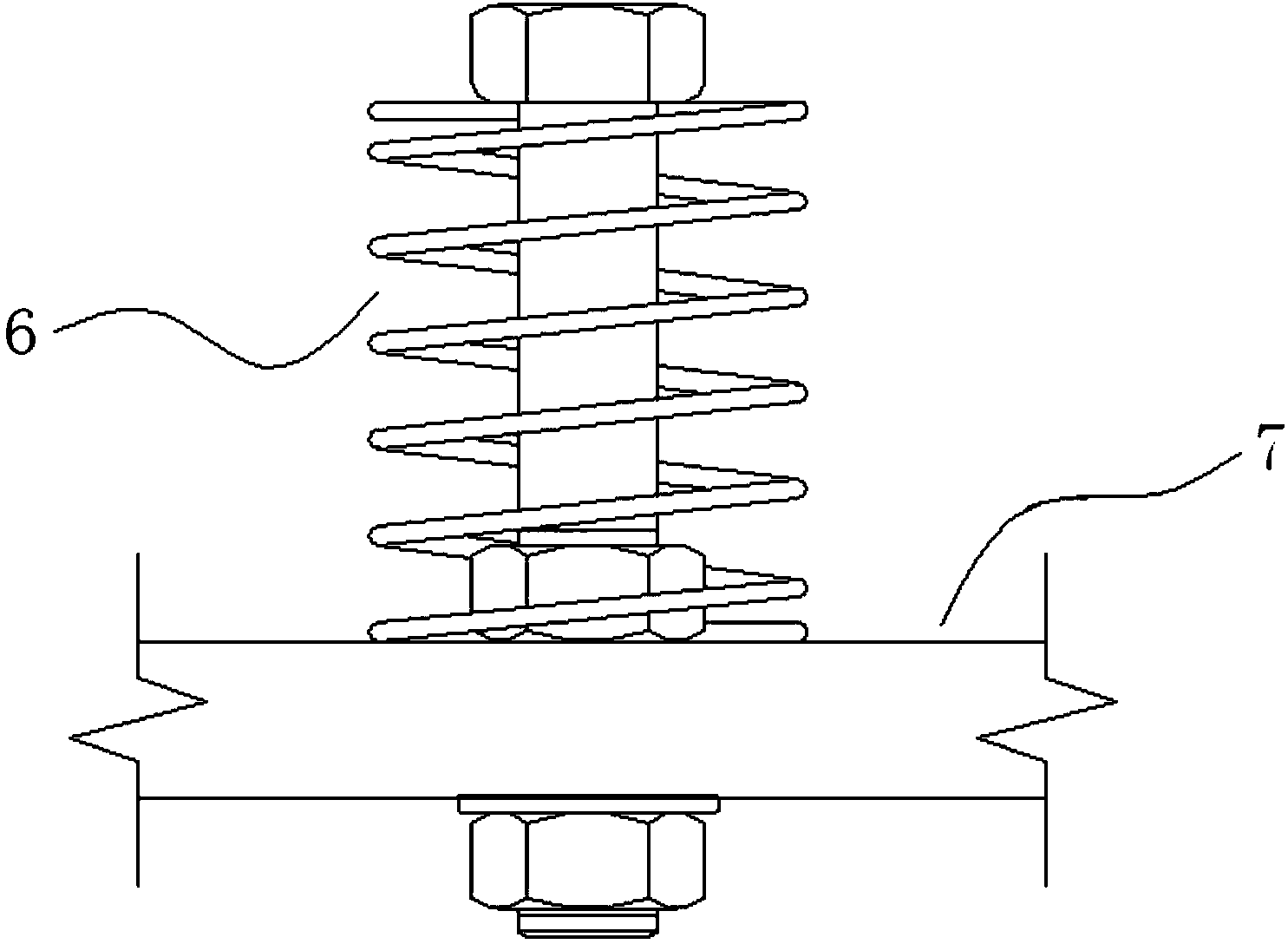 Bolt shear force connecting piece and method for enhancing shear strength by use of spring