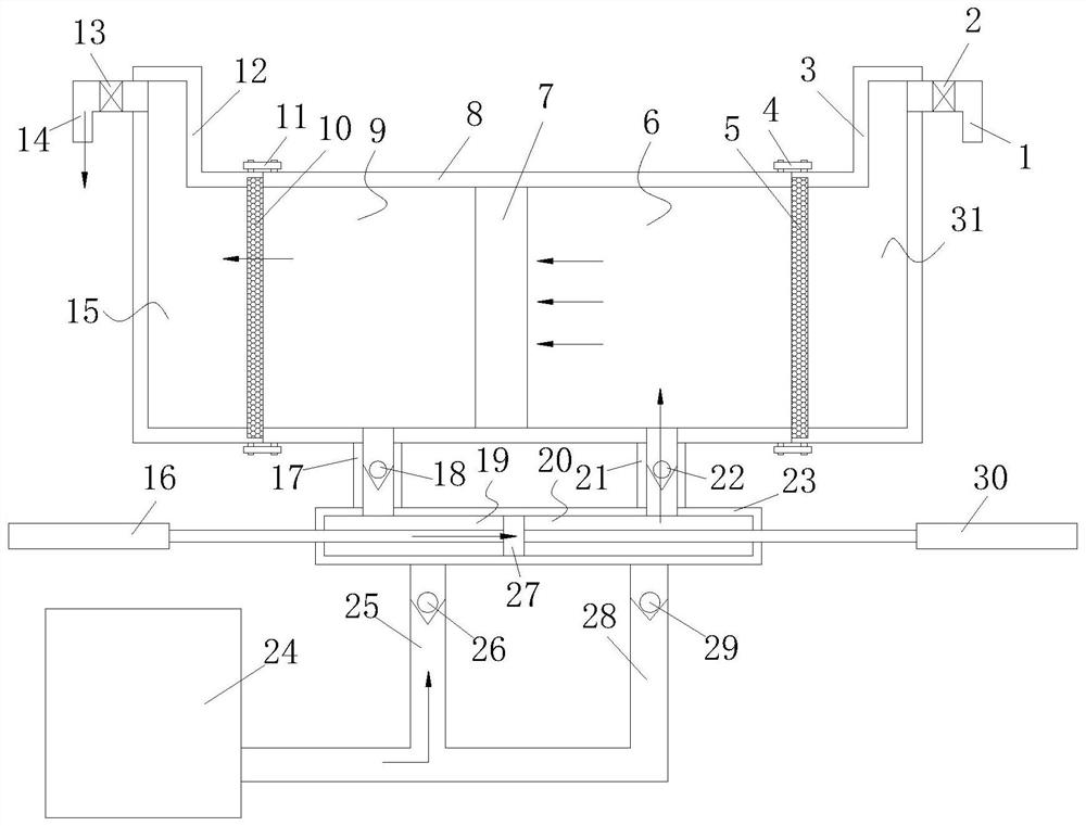 Edible oil filtering device based on Pascal's law