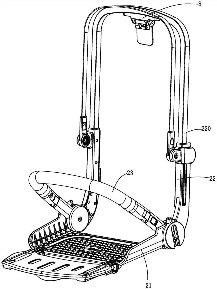 Linkable folding baby chair applied to baby carrier