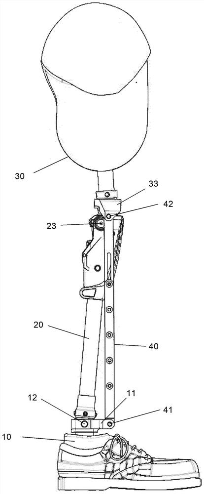 Orthopedic device, having foot part, lower-leg part and thigh part