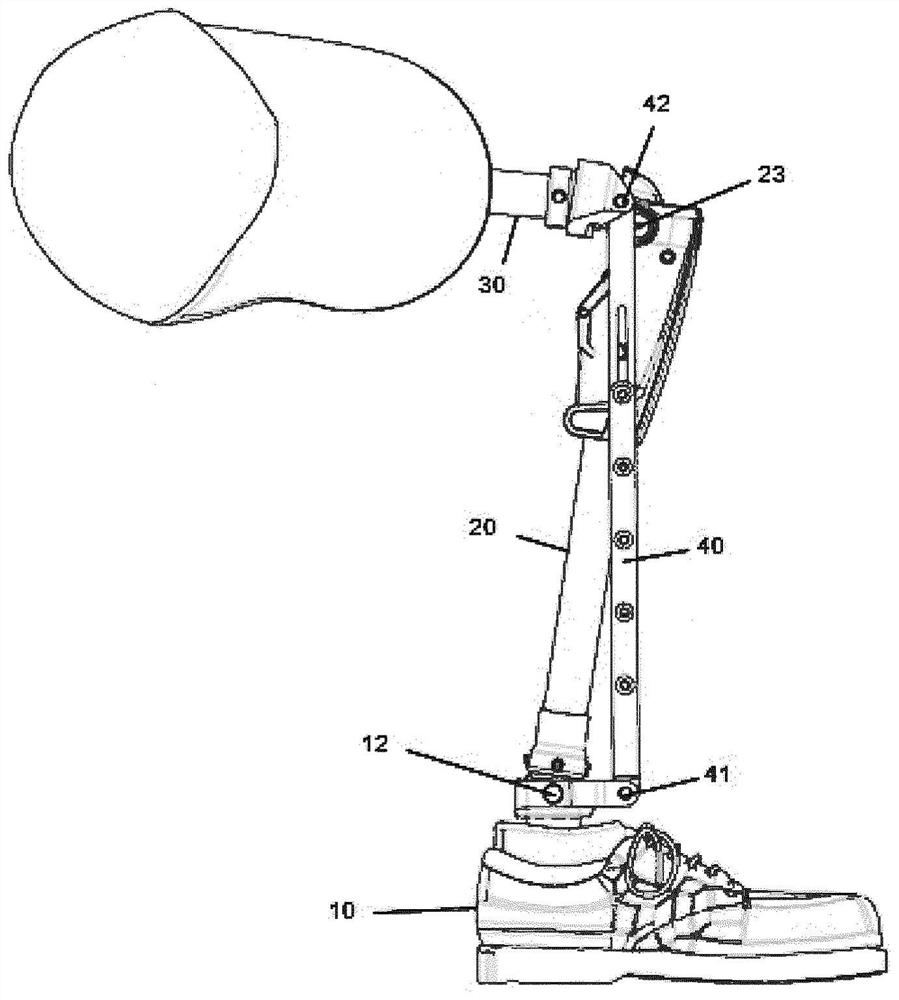 Orthopedic device, having foot part, lower-leg part and thigh part