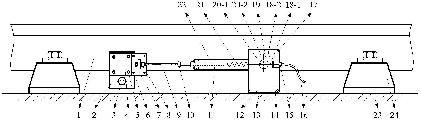 Steel rail or bridge displacement monitoring device for fiber Bragg grating transformation ring