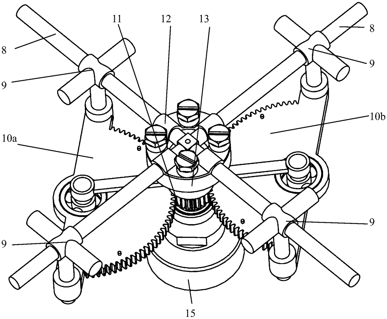 Cross-slider type four-chain three-level one-rotation high-speed parallel manipulator