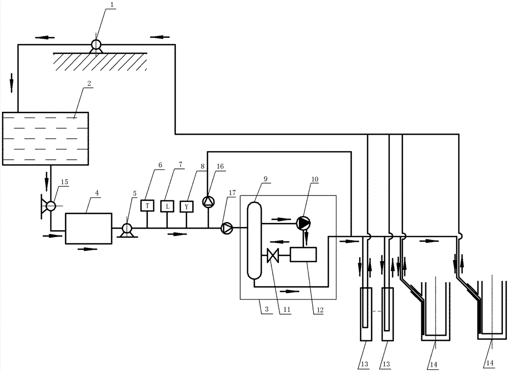 System for reducing mine temperature by use of constant-temperature water bearing formation