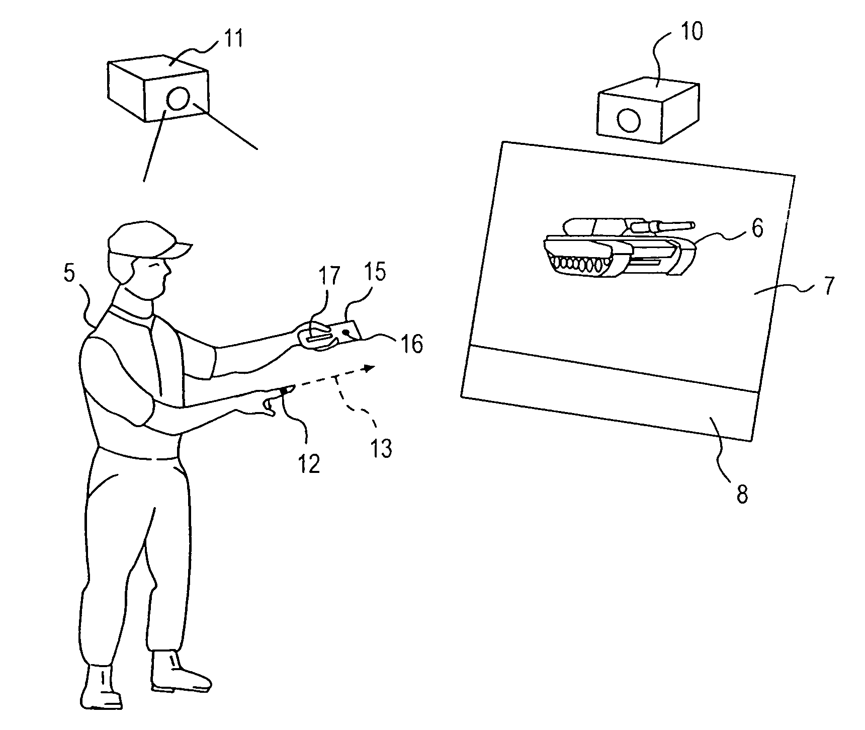 Interactive video based games using objects sensed by TV cameras