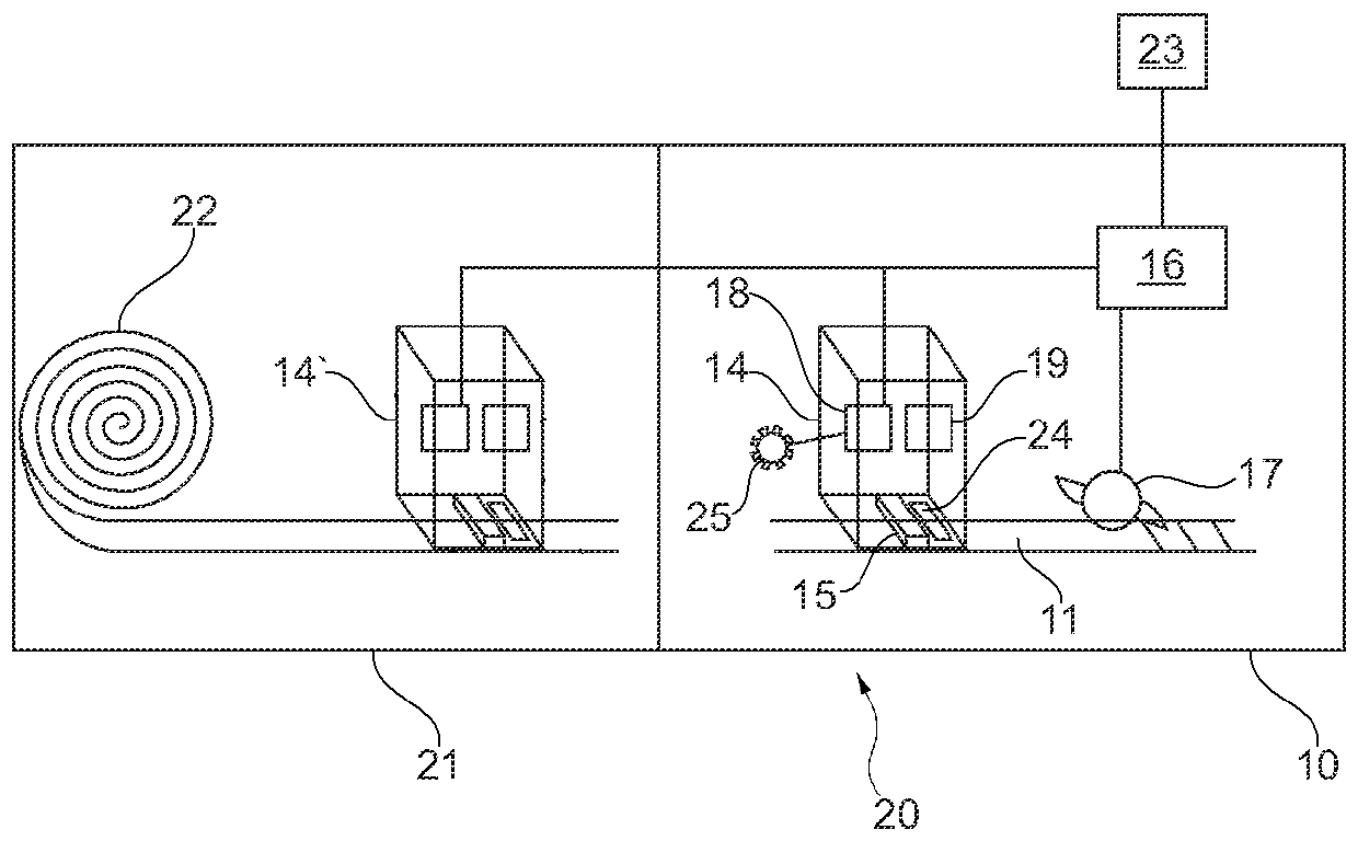 Machine for the tobacco processing industry and method for obtaining the position of a strip of pre-printed material in the machine