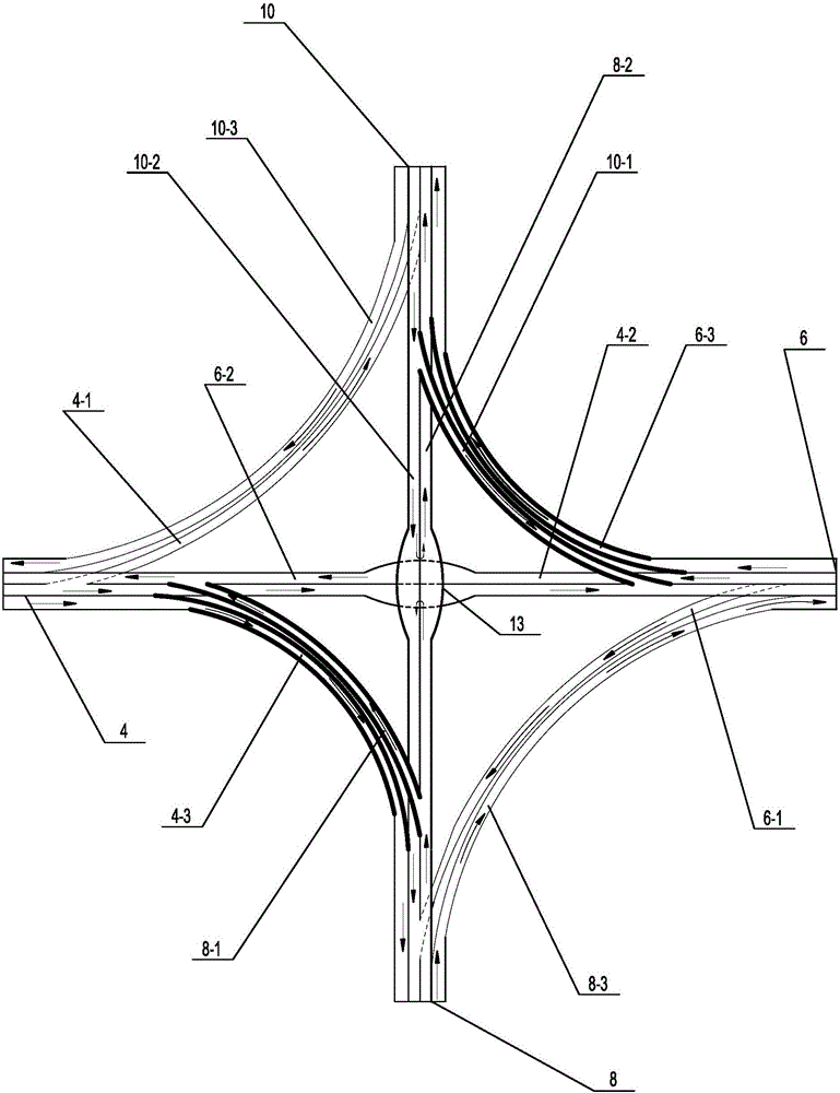 Man-vehicle-layered interchange type overpass