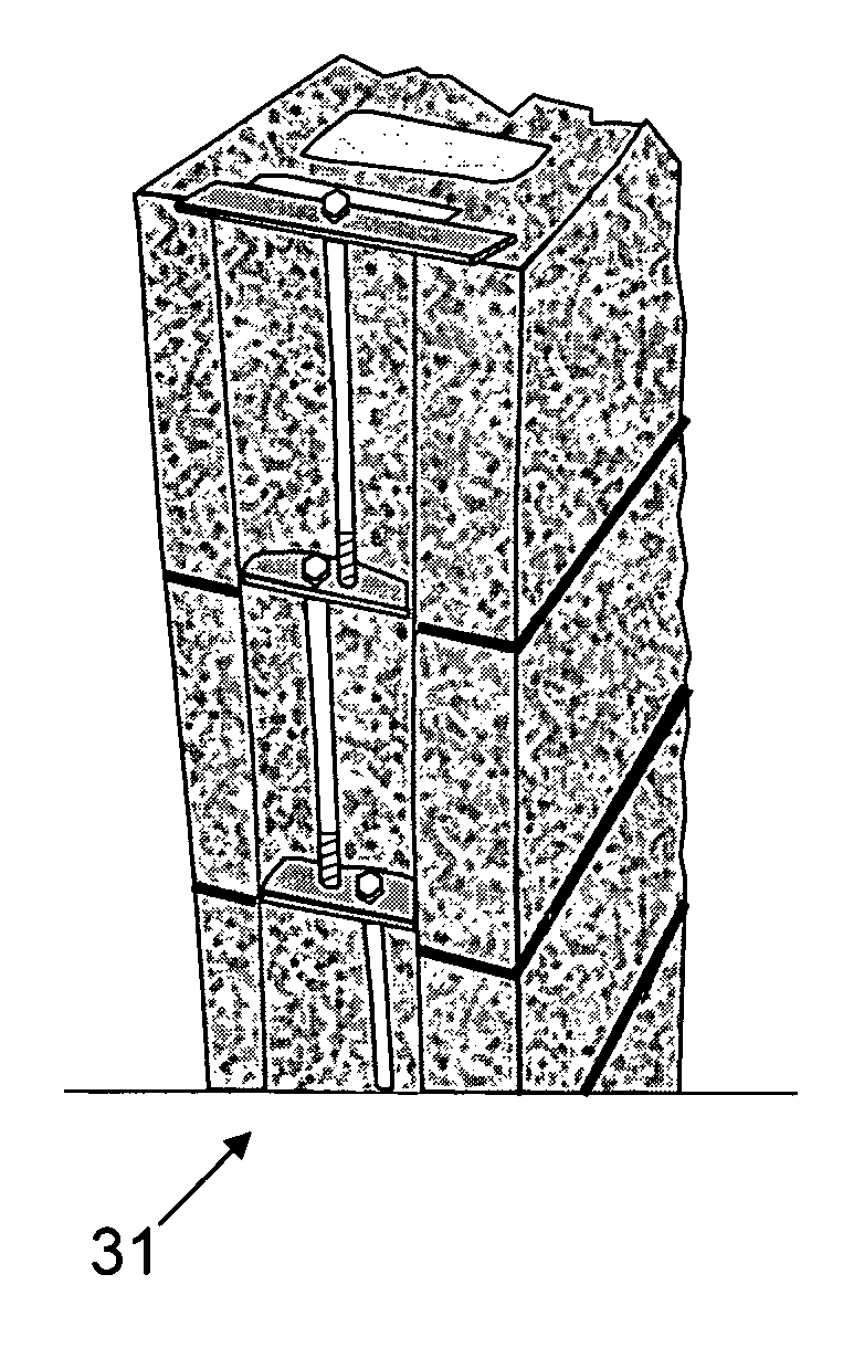 Systems for building construction by attaching blocks with bolts and vertically spaced flat bars