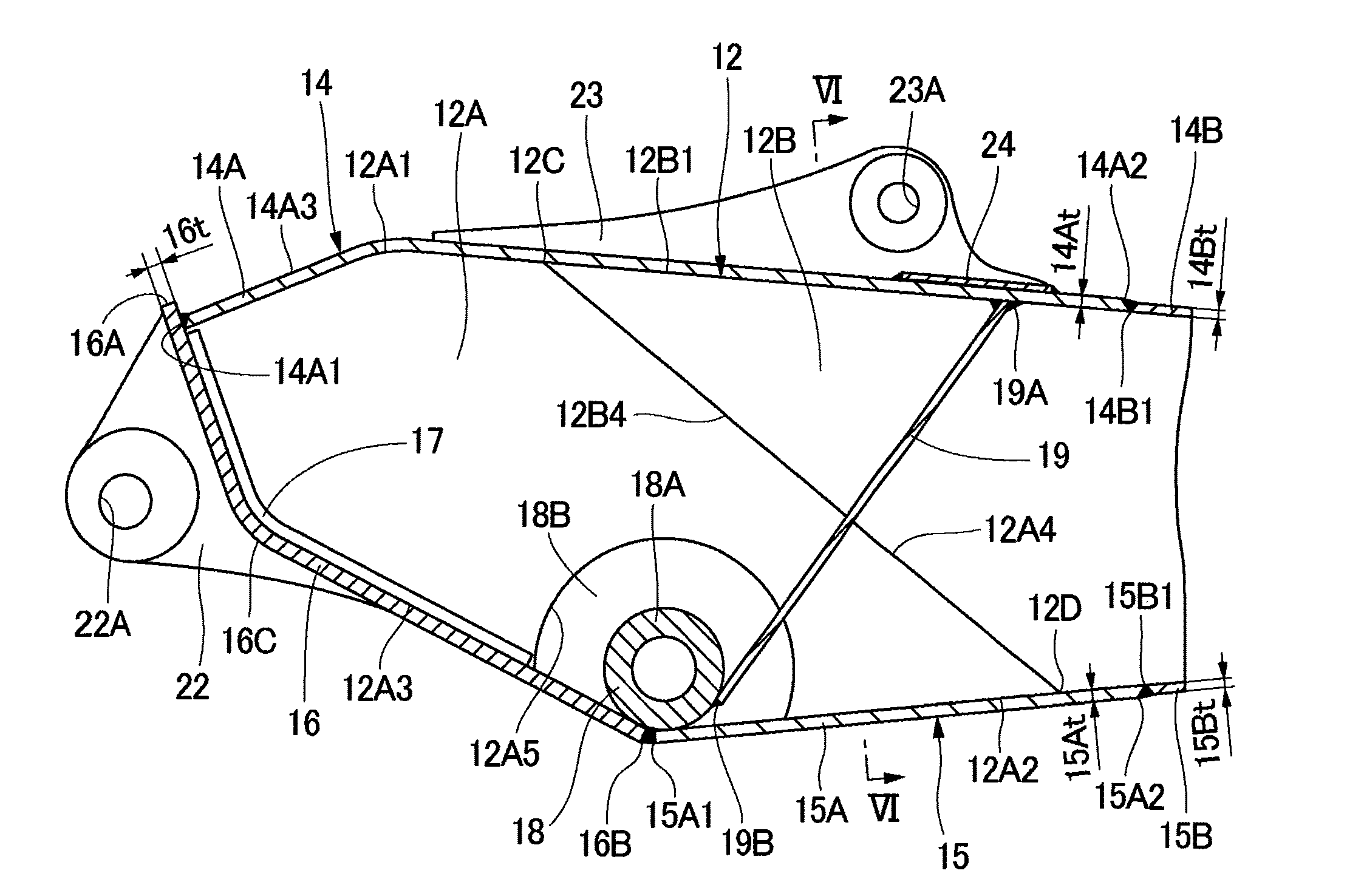 Arm for construction machine with upper ends of rear plate protruding upward