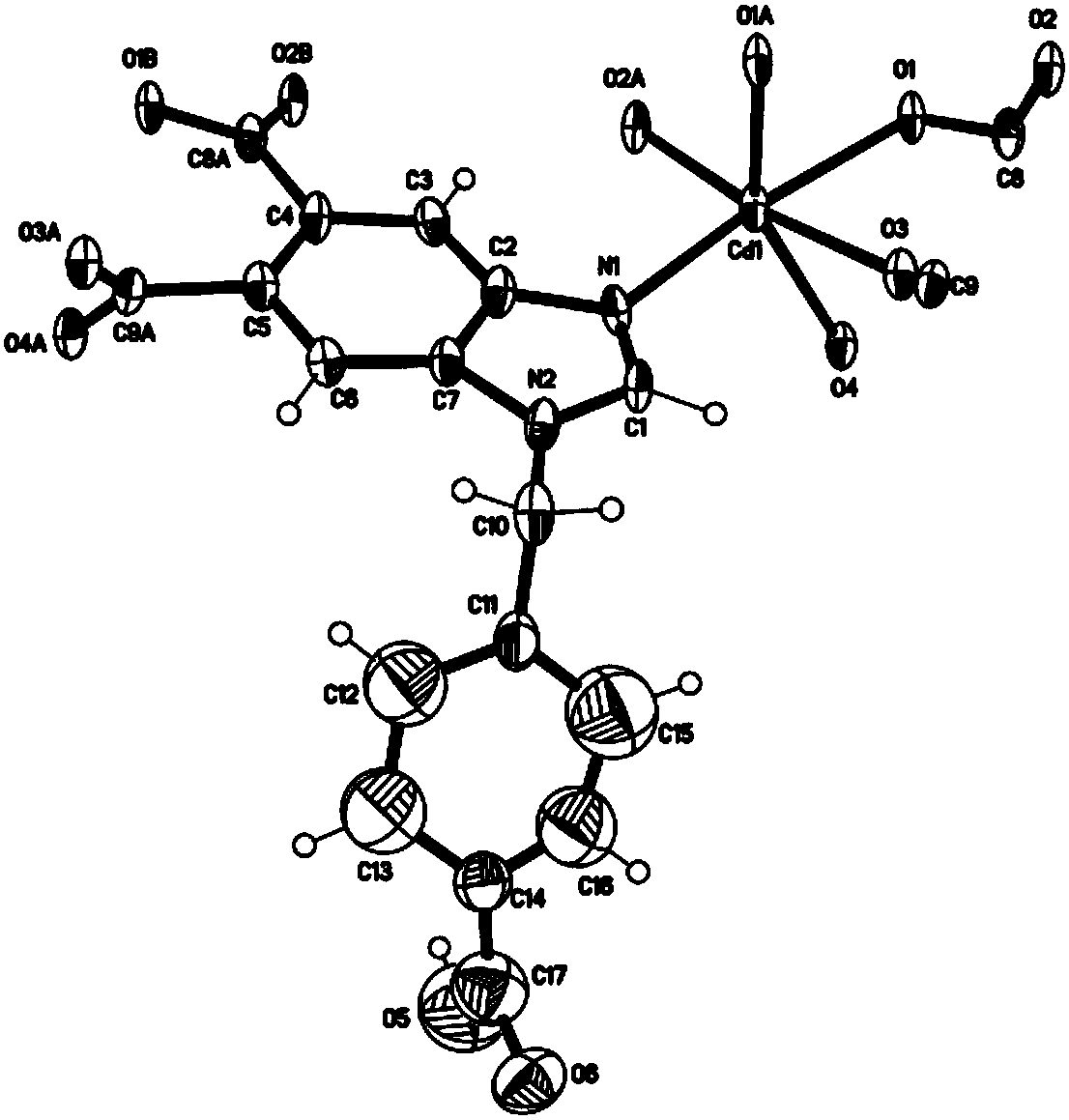 Two-dimensional cadmium organic framework coordination compound and preparation method and application thereof