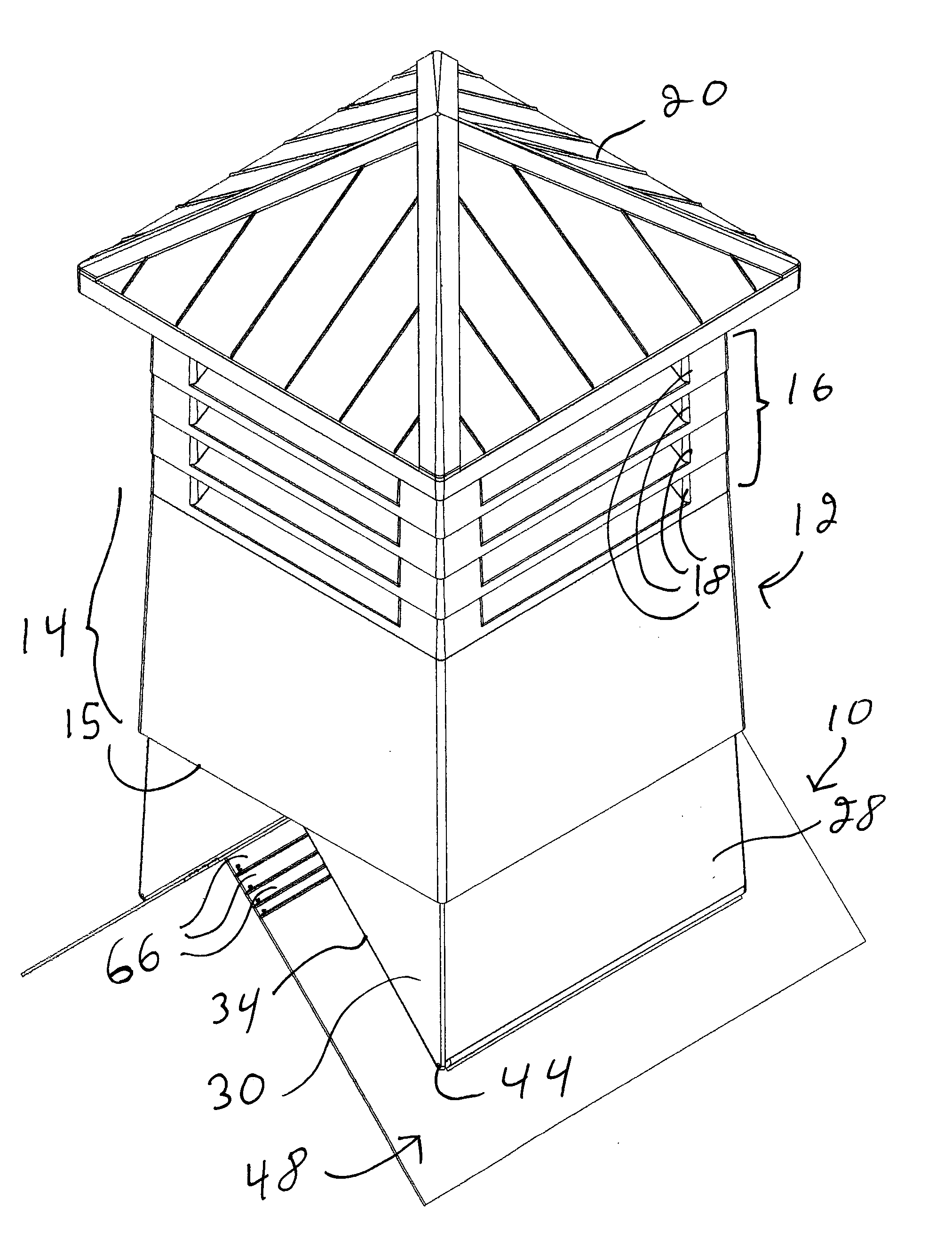 Adjustable roof ventilator base