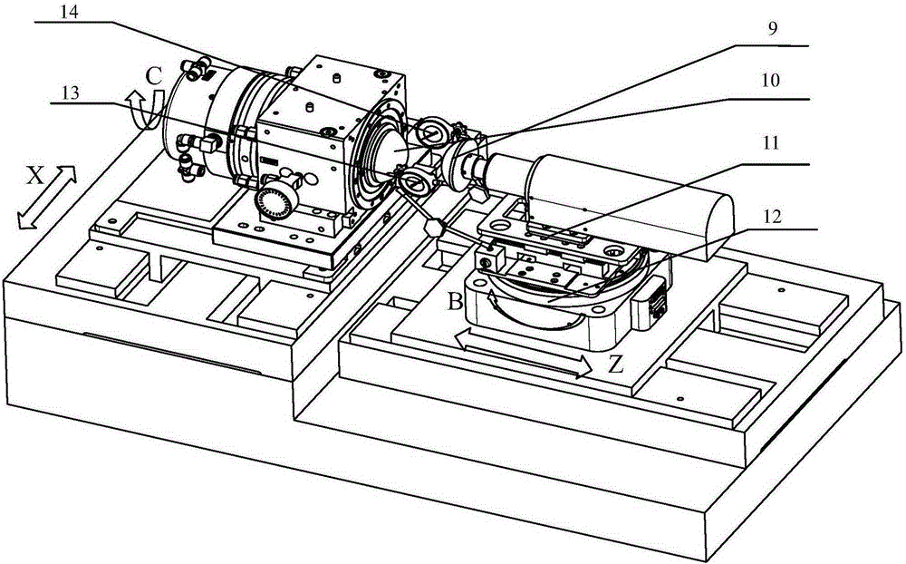 Horizontal precise polishing machine tool workpiece main shaft and tool system centering method