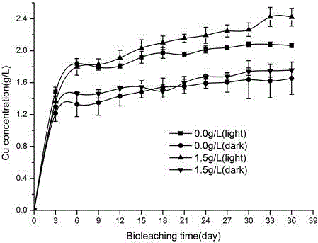 Method for promoting bacterial leaching of photocatalytic semiconductor sulphide minerals through graphene