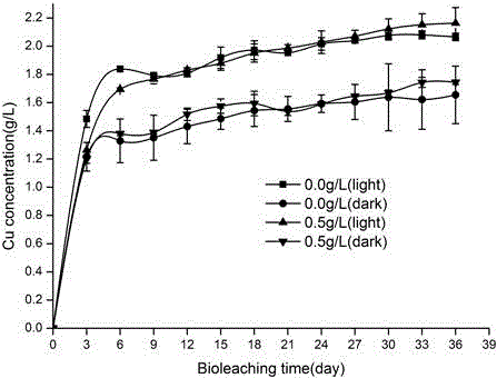 Method for promoting bacterial leaching of photocatalytic semiconductor sulphide minerals through graphene