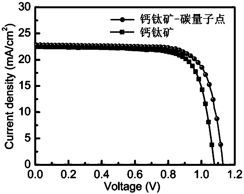 Preparing method of carbon quantum dot modified perovskite solar cell