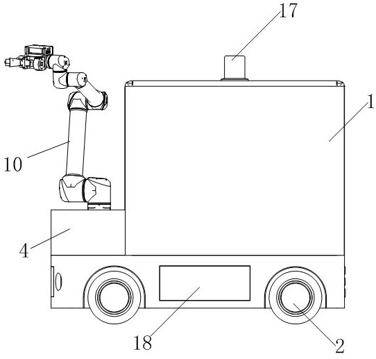 Movable automatic charging device running in parking garage and used for charging electric vehicle