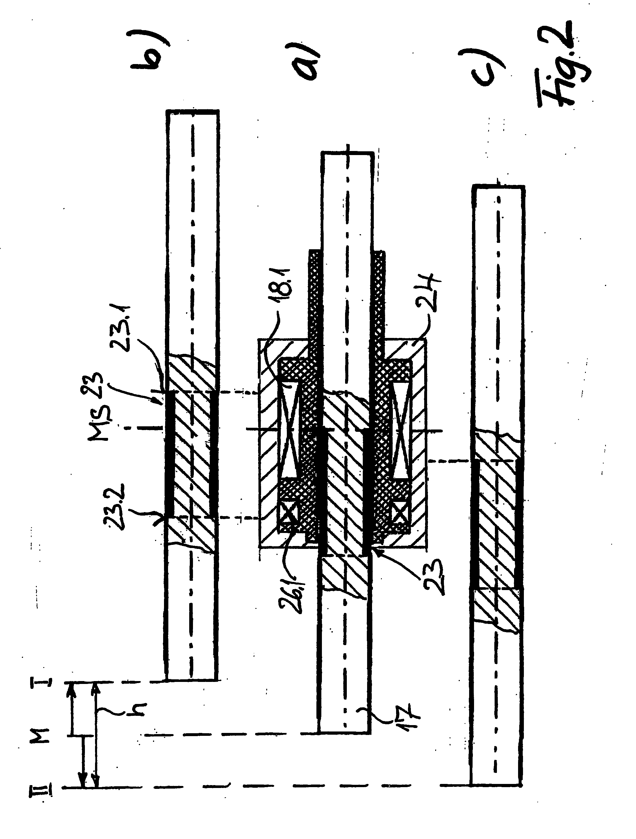 Sensor array for detecting the movement of a positioning element moved back and forth using an actuator