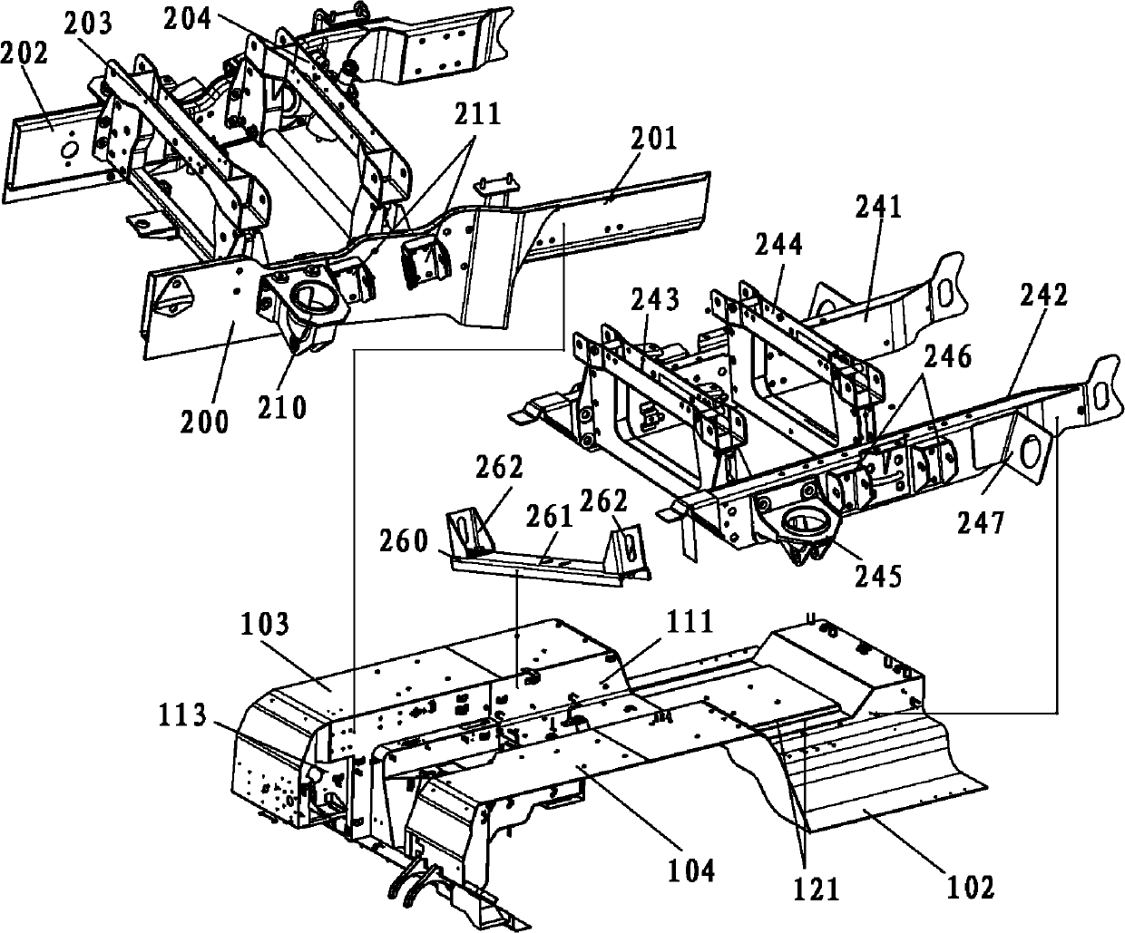 Vehicle body based on truss skeleton thin shell structure of composite load bearing type base board