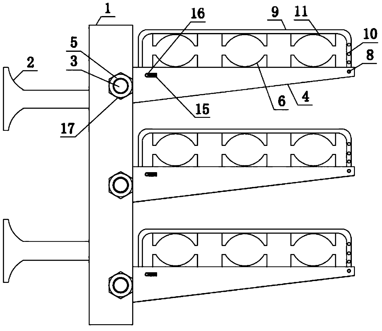 Cable rack pre-buried fixing device for electric power construction