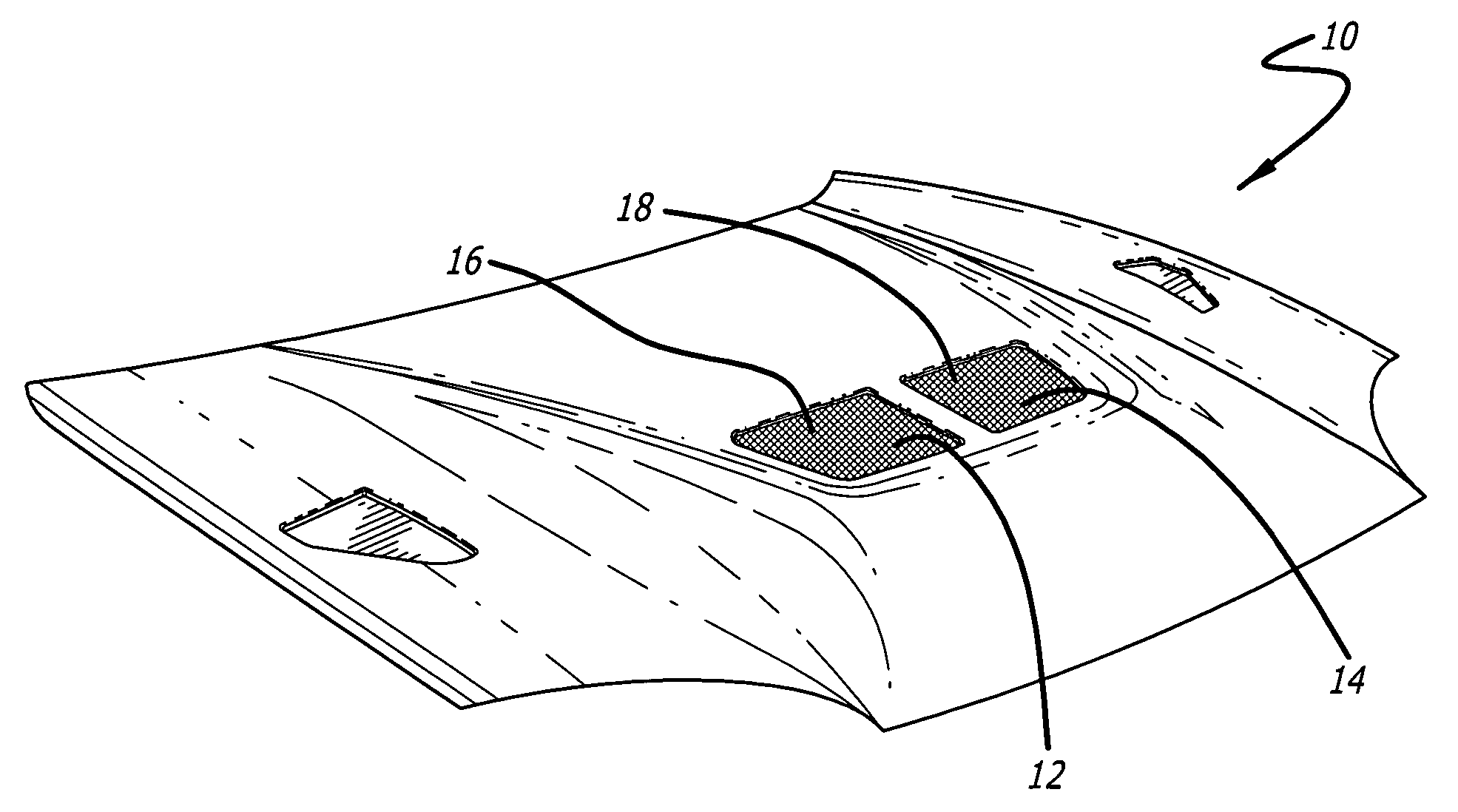 Rain gutter for a vehicle hood