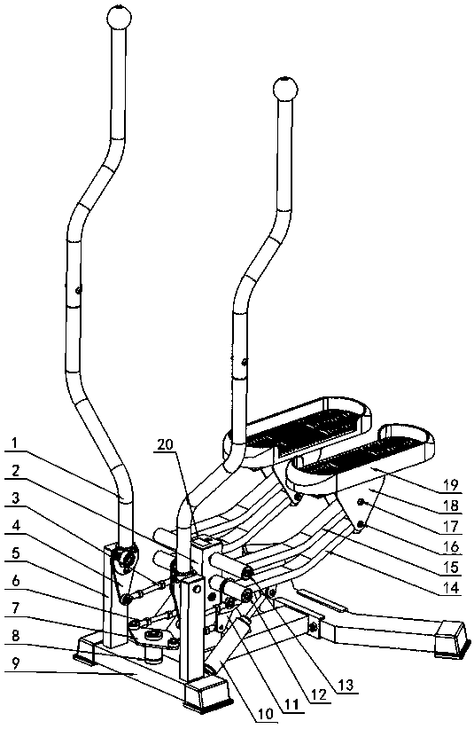 Front-back swinging double-rod multifunctional body builder