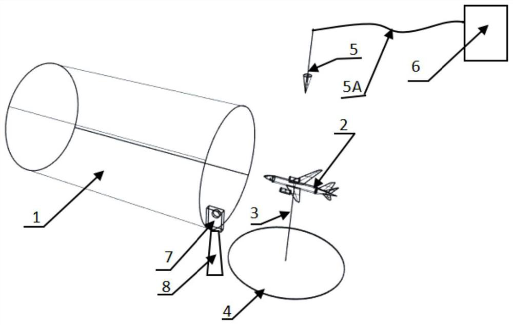 Lightning test device for simulating dynamic aircraft