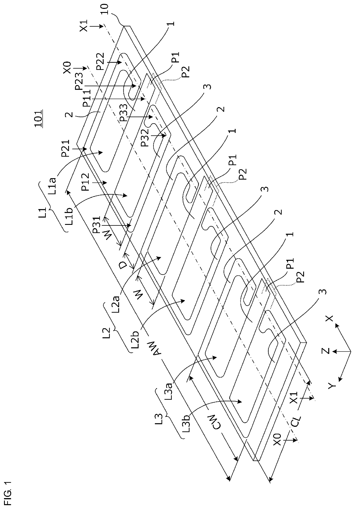 Planar array coil and switching power supply device