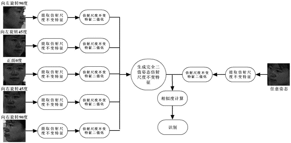 Total posture face identification method based on complete binary posture affinity scale invariant features