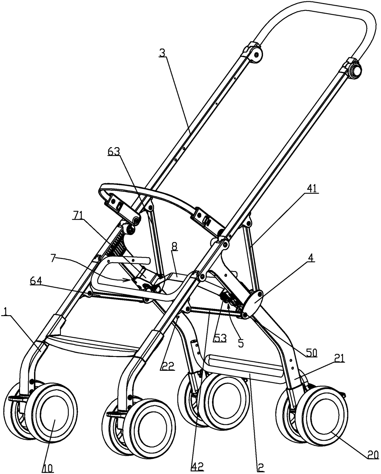 A stroller that can be easily folded