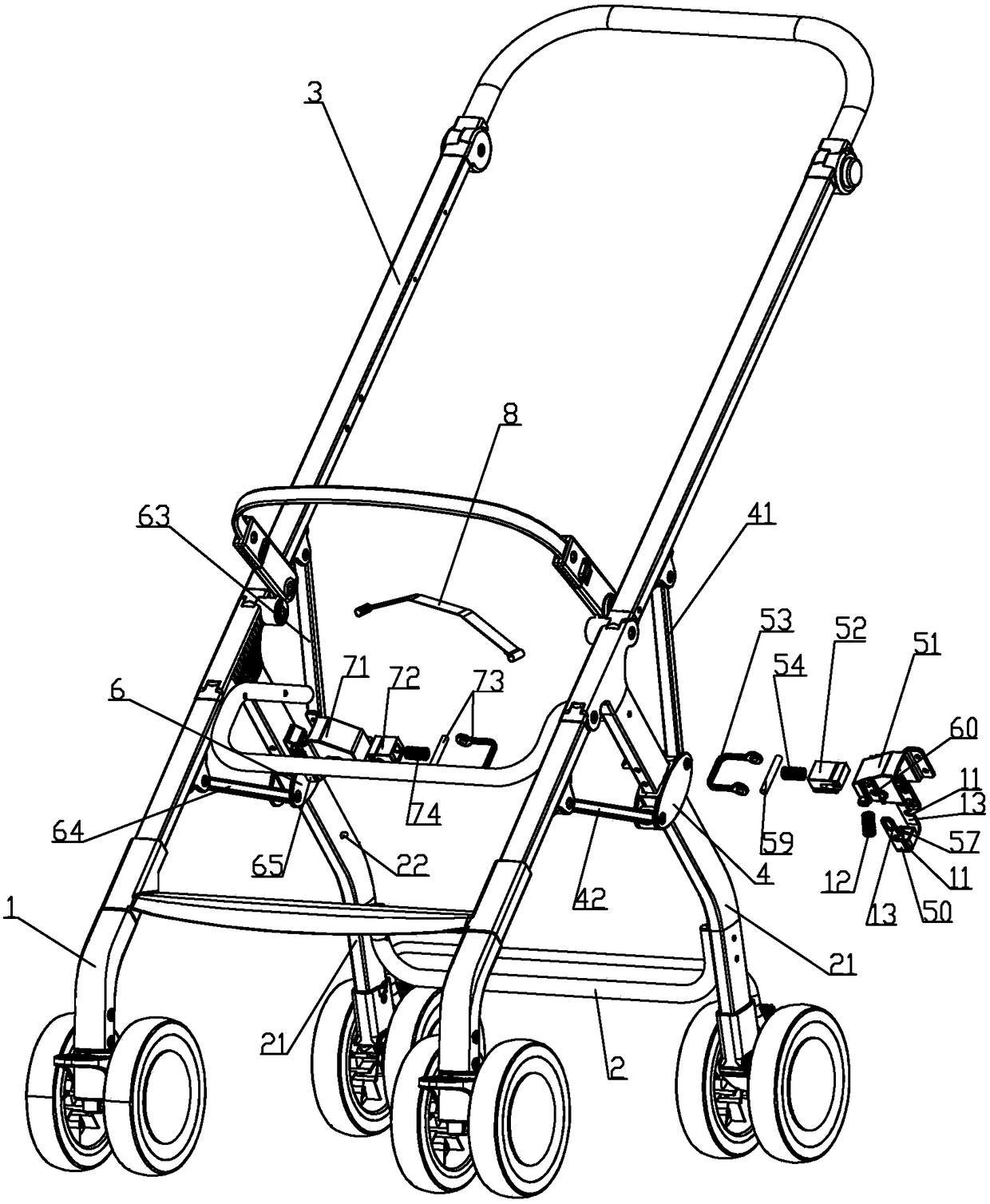 A stroller that can be easily folded