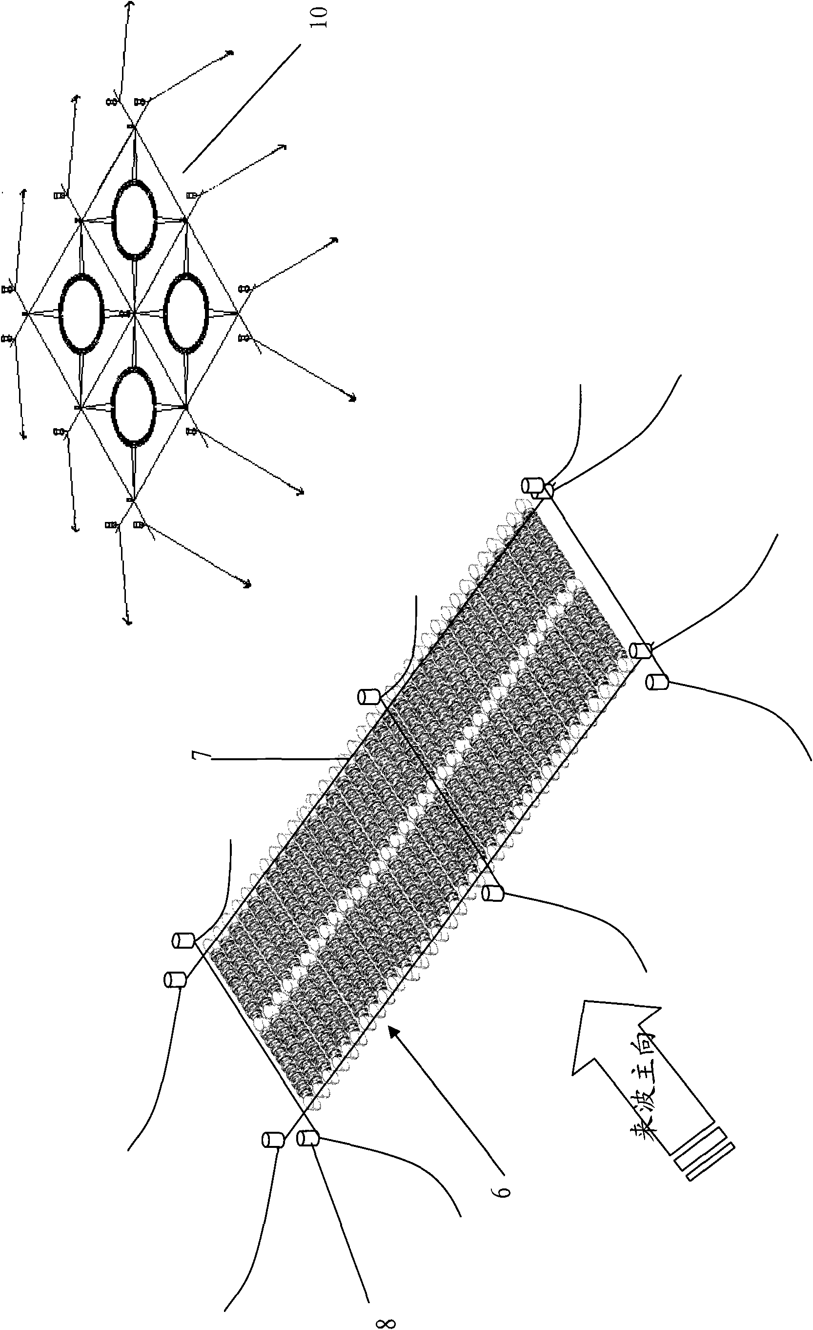 Three-dimensional multidirectional beach reflection element and assembly and assembly application thereof