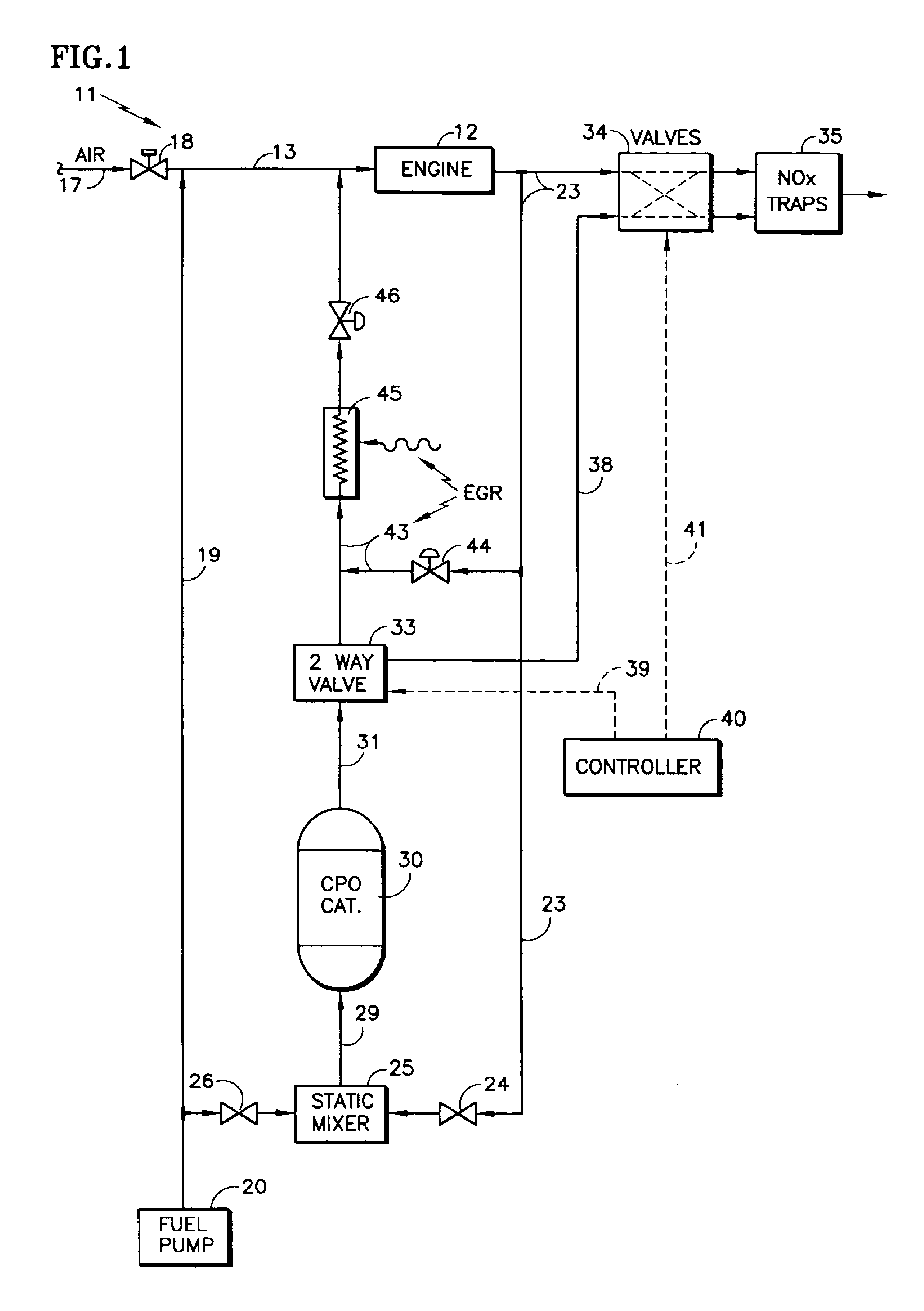 Intermittent application of syngas to NOx trap and/or diesel engine