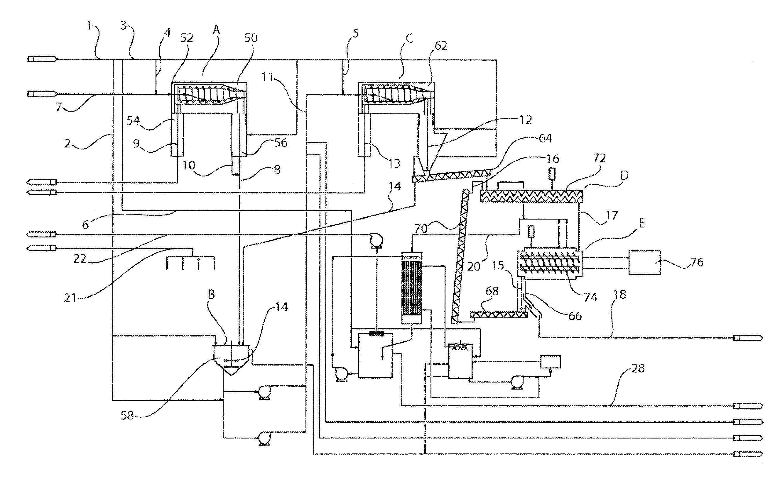 Process and apparatus for the drying of yellowcake