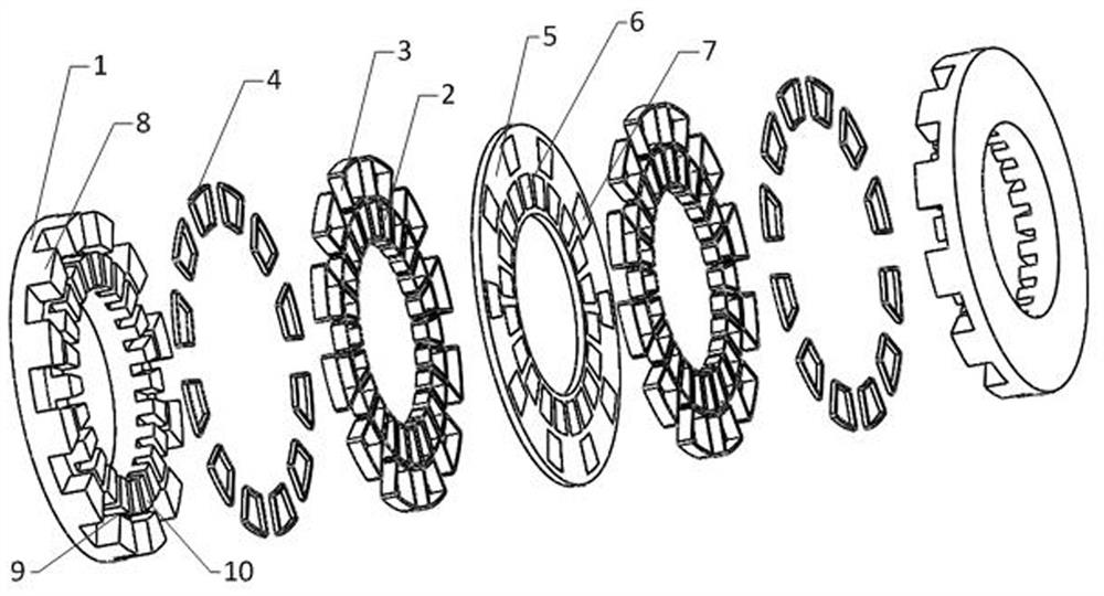 Composite excitation amorphous alloy axial flux motor