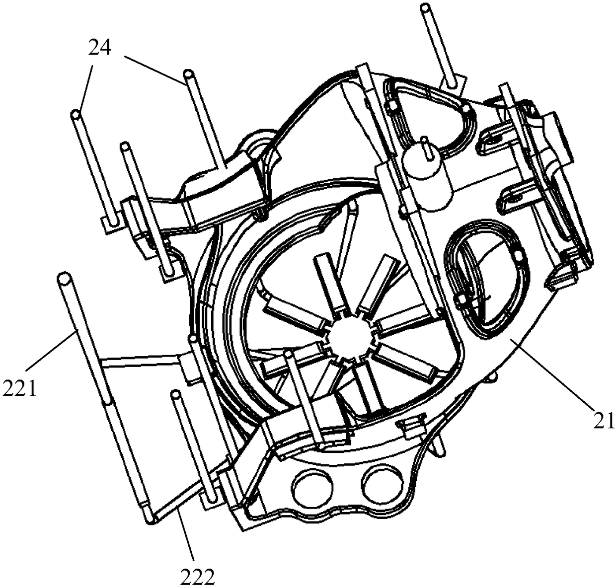 Mould and casting method of solid solution strengthened ferritic nodular cast iron wind power casting