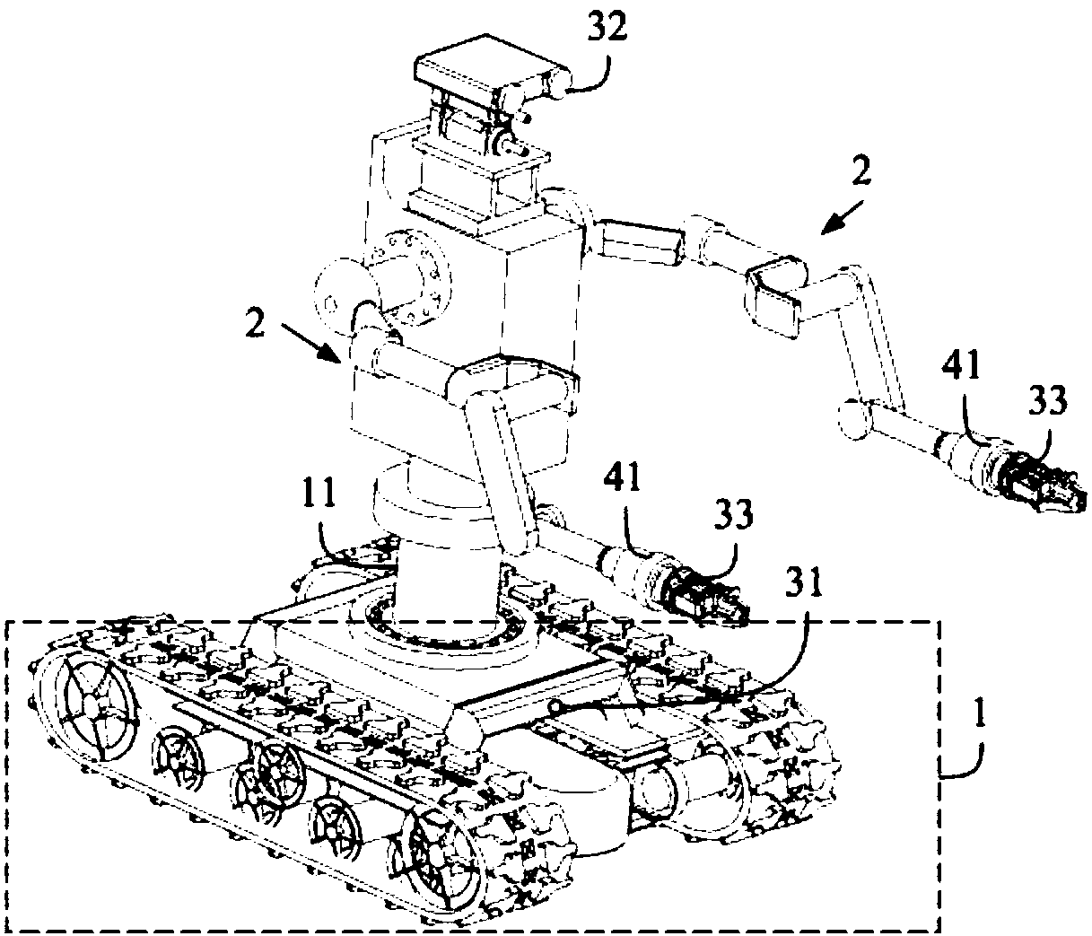 Action method of fully hydraulic autonomous mobile robot arm