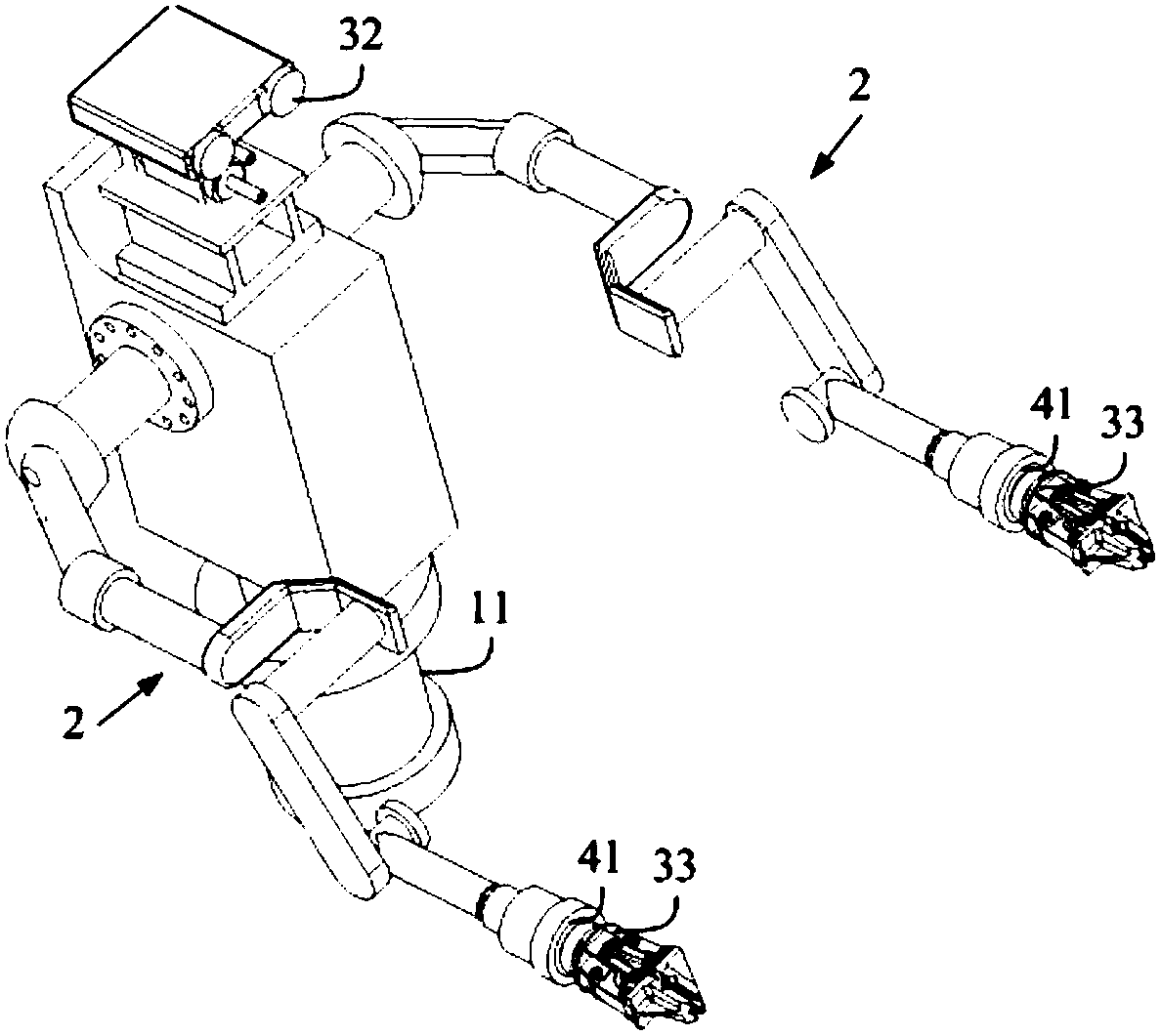 Action method of fully hydraulic autonomous mobile robot arm