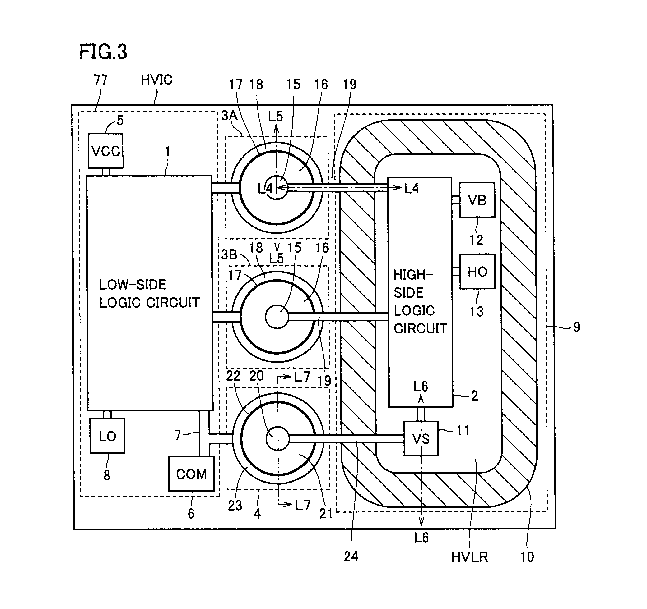 Semiconductor device driving bridge-connected power transistor