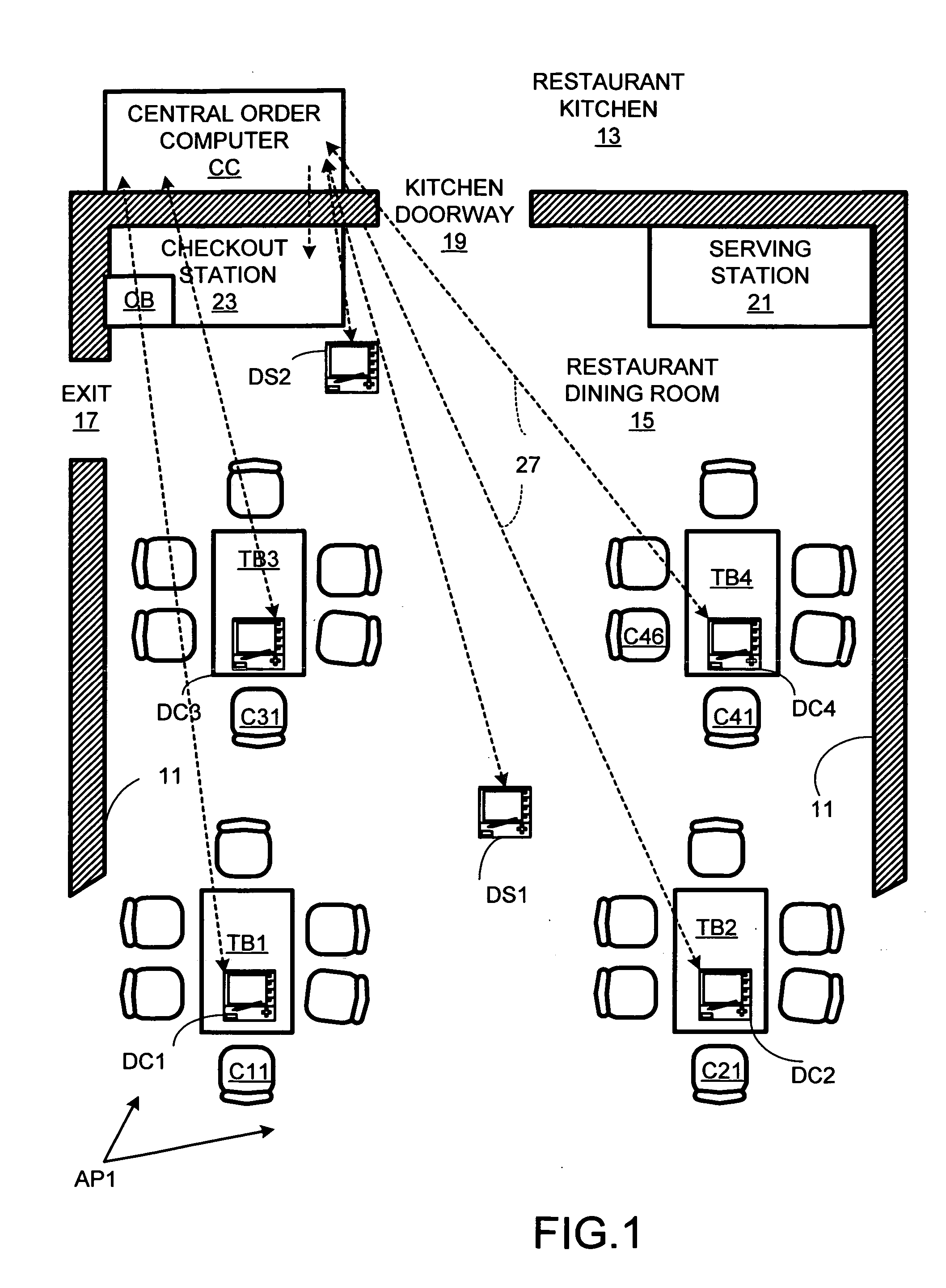 Restaurant management using network with customer-operated computing devices