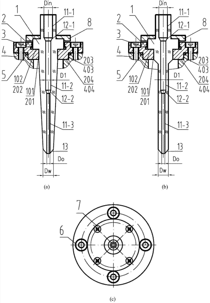 Sample gas pipeline, made of glass material, of aerosol focusing gas circuit and manufacturing method of sample gas pipeline