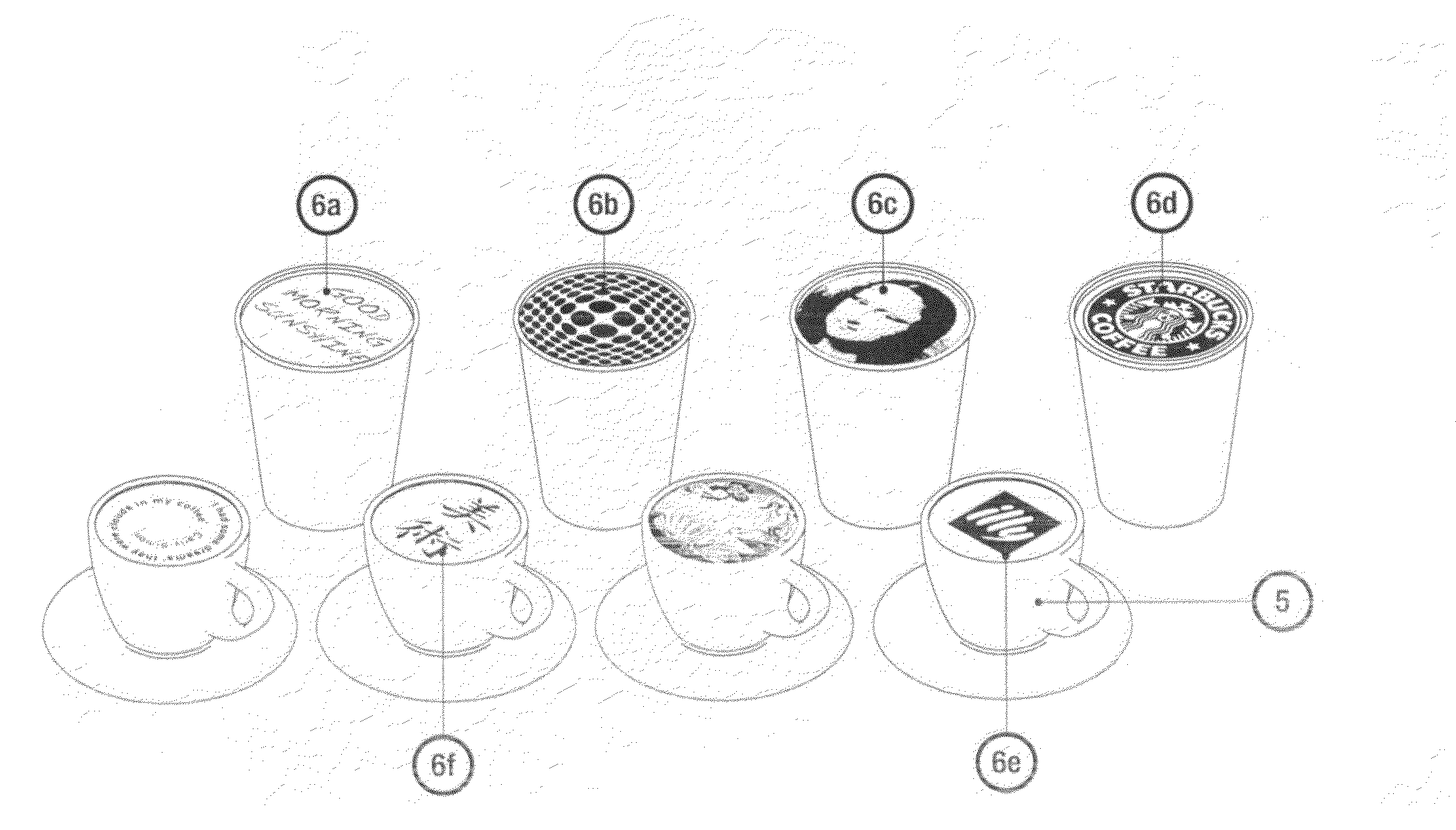 Beverage displaying an edible printed design image thereupon, and a method for production thereof