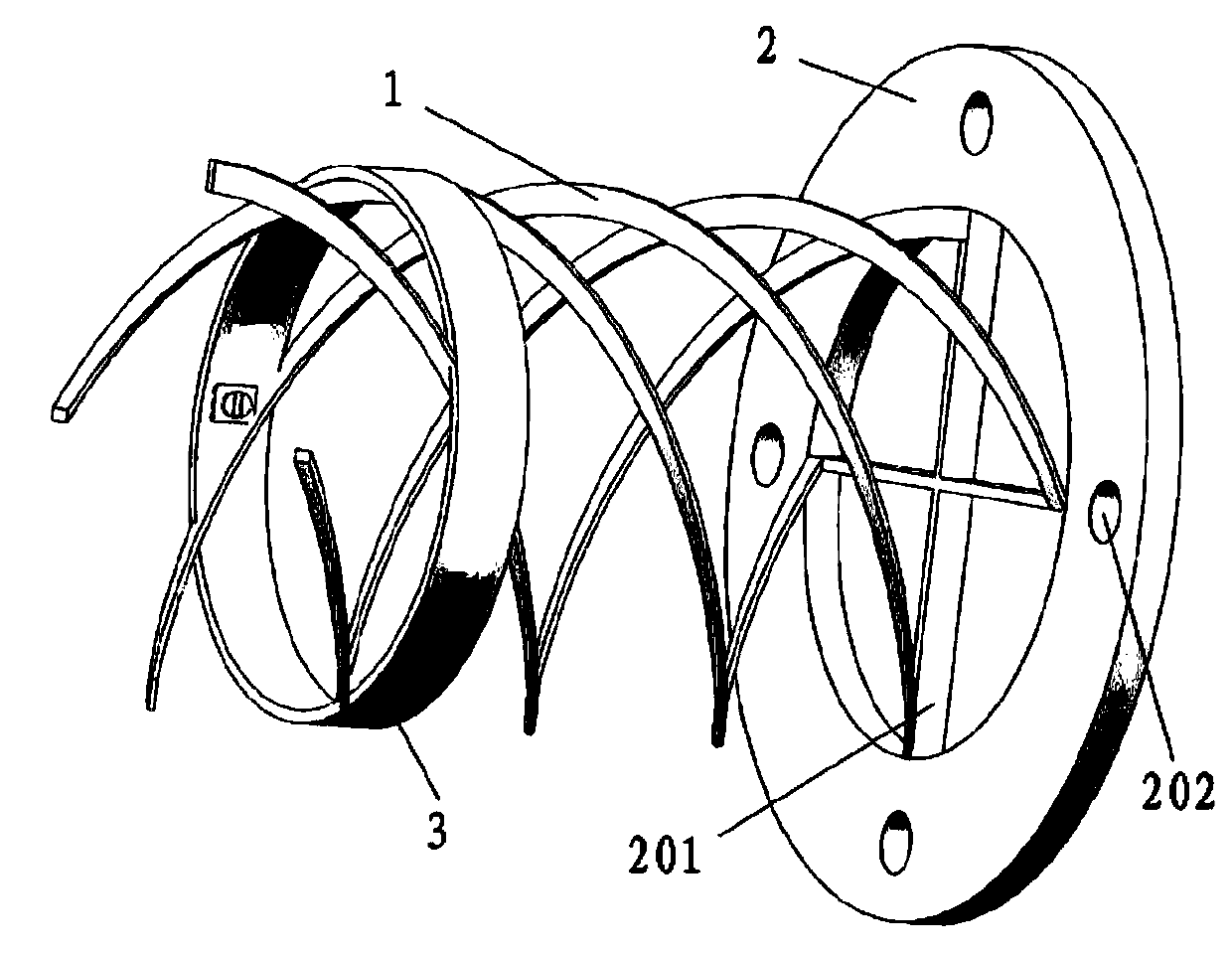 Corrosion reduction mechanism with outlet spiral flow guide fins