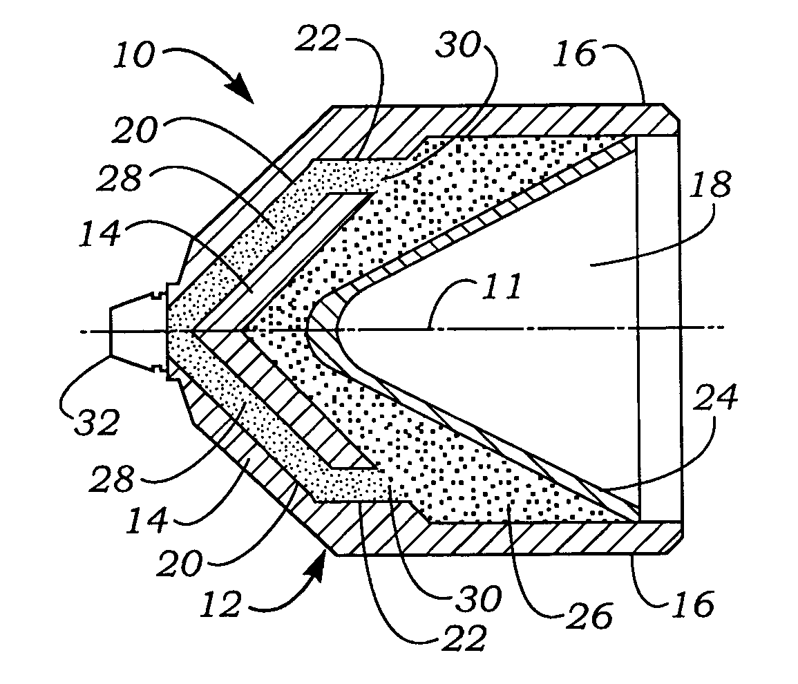 Method and apparatus to improve perforating effectiveness using a unique multiple point initiated shaped charge perforator